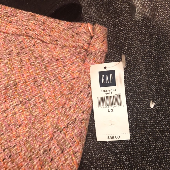 Gap Pink Multi Color Lined Tweed Skirt with Ruffle - Picture 3 of 6